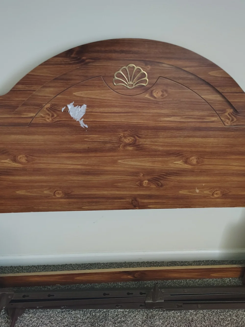 Woodgrain Half-Moon Wall Headboard Panel in Brown